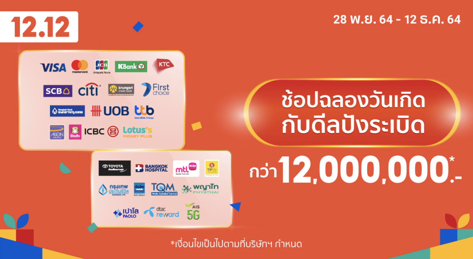 โค้ดส่วนลดบัตรเครดิต shopee 12.12